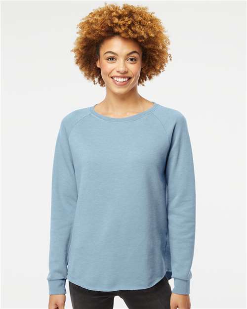 Custom Embroidered Independent Trading Co. Women's California Wave Wash Crewneck Sweatshirt PRM2000