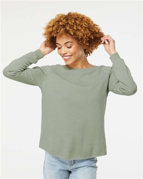 Custom Embroidered Independent Trading Co. Women's California Wave Wash Crewneck Sweatshirt PRM2000