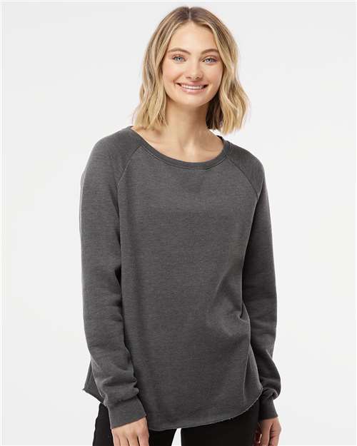 Custom Embroidered Independent Trading Co. Women's California Wave Wash Crewneck Sweatshirt PRM2000