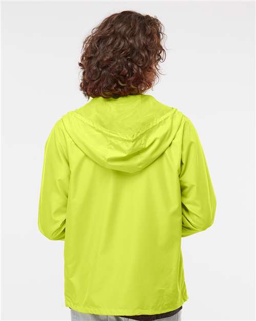 Independent Trading Co. Lightweight Windbreaker Full-Zip Jacket EXP54LWZ Safety Yellow Custom Embroidered Business Logo