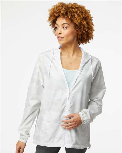 Custom Embroidered Independent Trading Co. Lightweight Windbreaker Full-Zip Jacket EXP54LWZ White Camo