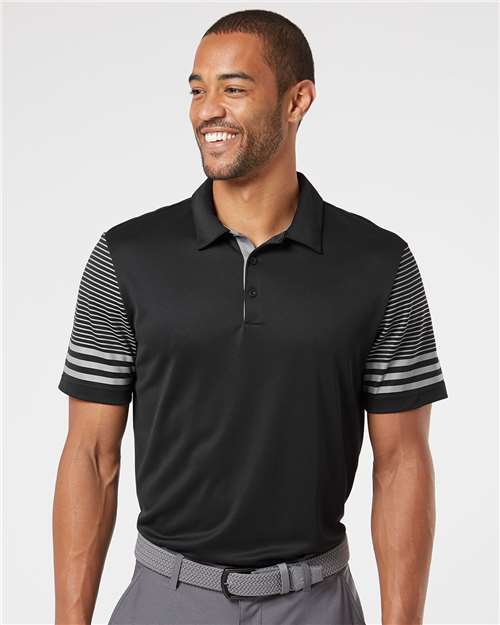 Custom Embroidered Adidas Striped Sleeve Polo A490