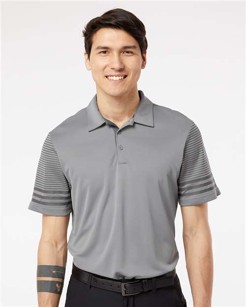 Custom Embroidered Adidas Striped Sleeve Polo A490