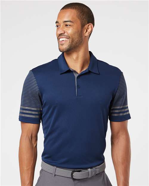Custom Embroidered Adidas Striped Sleeve Polo A490