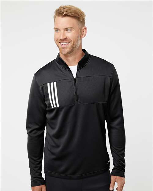 Custom Embroidered Adidas 3-Stripes Double Knit Quarter-Zip Pullover A482