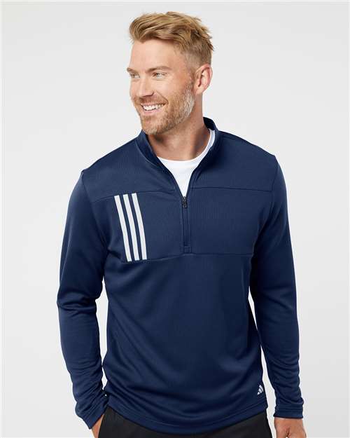 Custom Embroidered Adidas 3-Stripes Double Knit Quarter-Zip Pullover A482