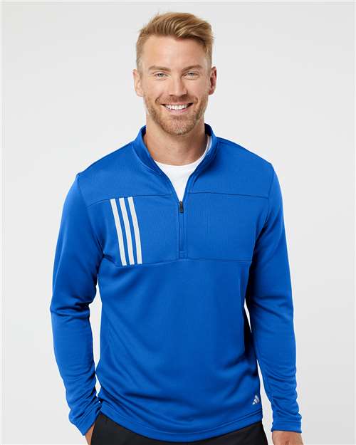 Custom Embroidered Adidas 3-Stripes Double Knit Quarter-Zip Pullover A482