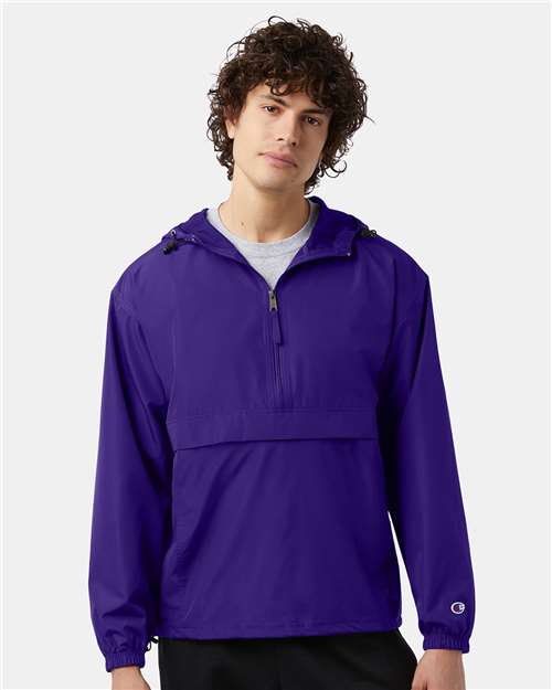 Custom Embroidered Champion Hooded Packable Quarter-Zip Jacket CO200
