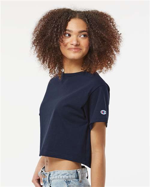 Champion Women's Heritage Jersey Crop T-Shirt T453W Custom Embroidered Business Logo