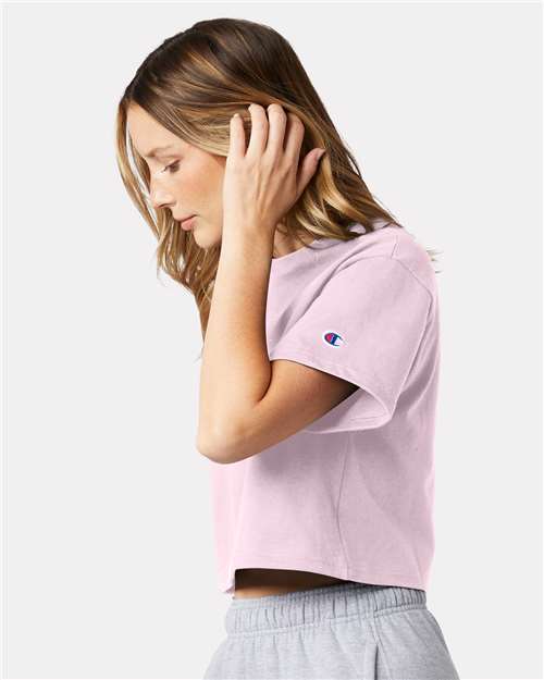 Champion Women's Heritage Jersey Crop T-Shirt T453W Custom Embroidered Business Logo