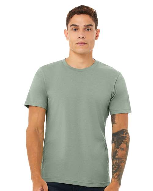 Custom Embroidered BELLA + CANVAS CVC Jersey Tee 3001CVC Heather Sage