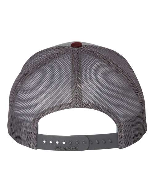 Richardson Snapback Trucker Cap 112 Heather Grey/ Charcoal/ Maroon Custom Embroidered Business Logo