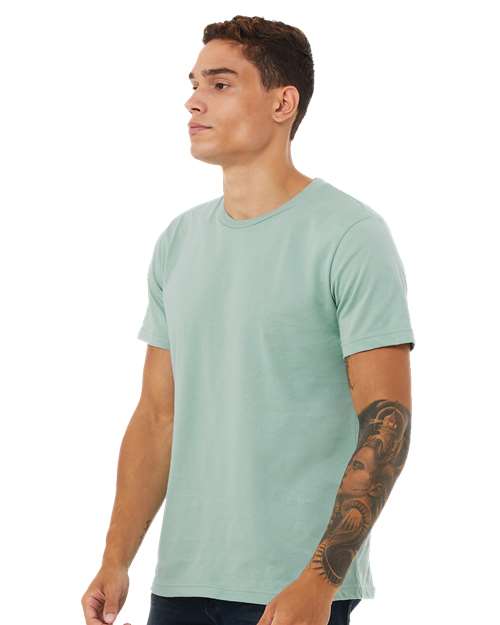 BELLA + CANVAS Jersey Tee 3001 Dusty Blue Custom Embroidered Business Logo