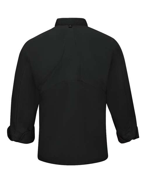 Chef Designs Black Knot Button Chef Coat 0427 Custom Embroidered Business Logo