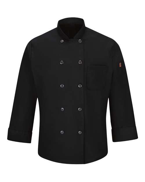 Chef Designs Black Knot Button Chef Coat 0427 Custom Embroidered Business Logo