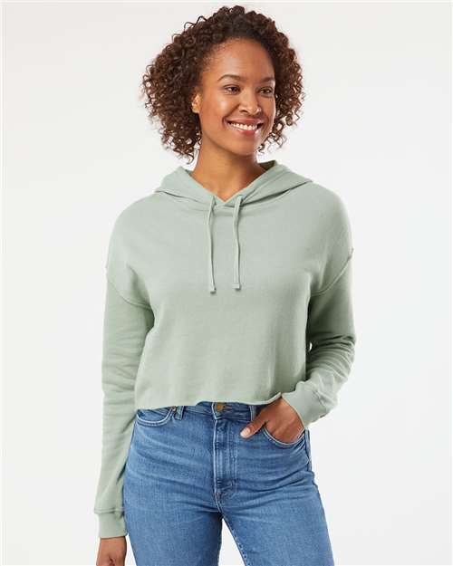 Custom Embroidered Independent Trading Co. Women’s Lightweight Crop Hooded Sweatshirt AFX64CRP