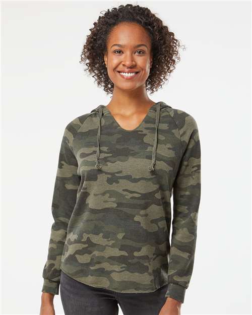 Custom Embroidered Independent Trading Co. Women’s Lightweight California Wave Wash Hooded Sweatshirt PRM2500