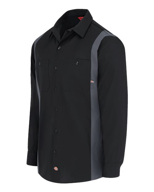 Dickies Industrial Colorblocked Long Sleeve Shirt - Tall Sizes 5524T Custom Embroidered Business Logo