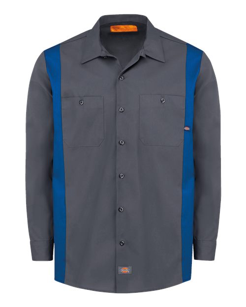 Dickies Industrial Colorblocked Long Sleeve Shirt - Tall Sizes 5524T Custom Embroidered Business Logo