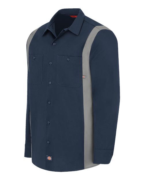 Dickies Industrial Colorblocked Long Sleeve Shirt - Tall Sizes 5524T Custom Embroidered Business Logo