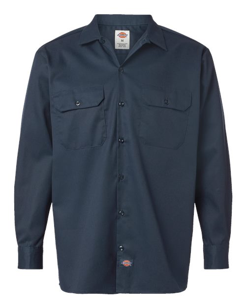 Dickies Long Sleeve Work Shirt - Tall Sizes 5574T Custom Embroidered Business Logo
