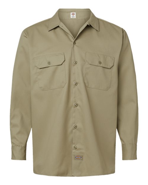 Dickies Long Sleeve Work Shirt - Tall Sizes 5574T Custom Embroidered Business Logo
