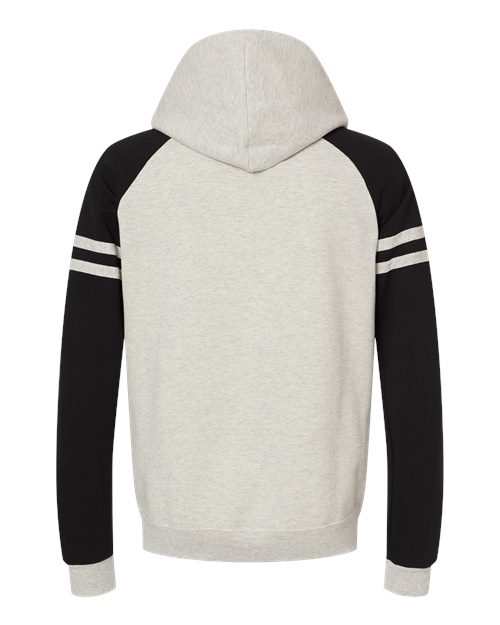 JERZEES Nublend® Varsity Colorblocked Raglan Hooded Sweatshirt 97CR Custom Embroidered Business Logo