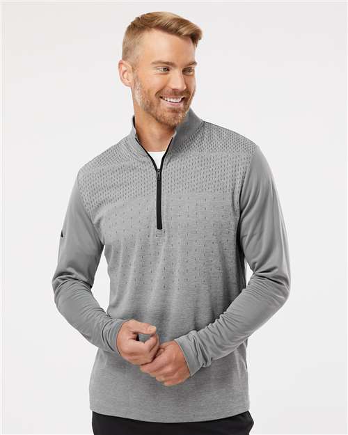 Custom Embroidered Adidas Heather Block Print Quarter-Zip Pullover A522