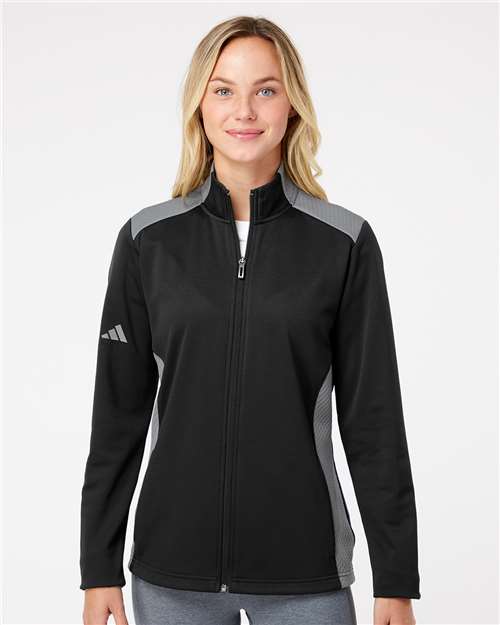 Custom Embroidered Adidas Women's Textured Mixed Media Full-Zip Jacket A529