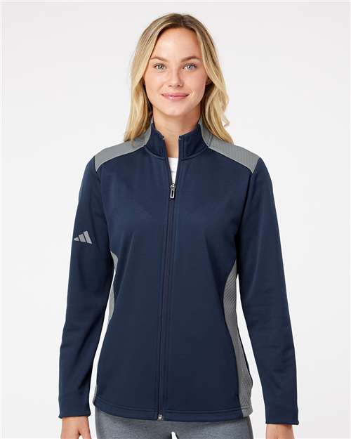 Custom Embroidered Adidas Women's Textured Mixed Media Full-Zip Jacket A529