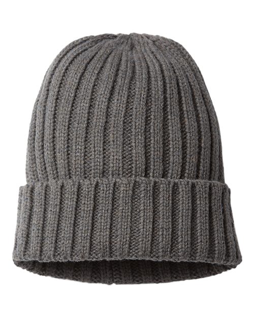Atlantis Headwear Sustainable Cable Knit Cuffed Beanie SHORE Custom Embroidered Business Logo