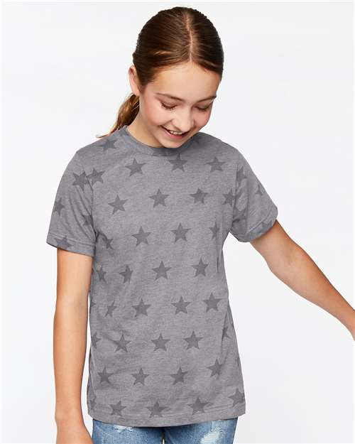 Custom Embroidered Code Five Youth Star Print Tee 2229