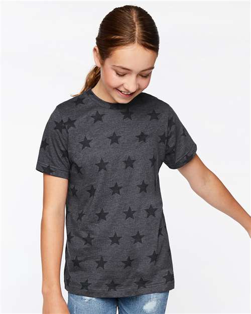 Custom Embroidered Code Five Youth Star Print Tee 2229