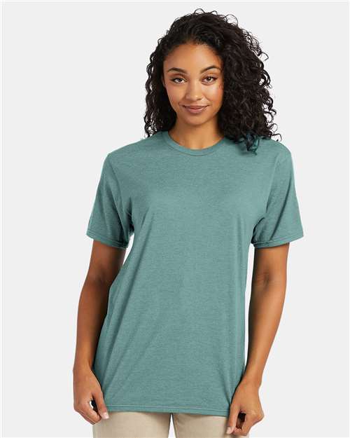 Custom Embroidered Hanes Perfect-T T-Shirt 4980 Marbled Green Clay