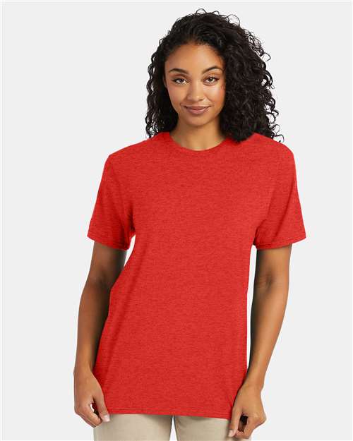 Custom Embroidered Hanes Perfect-T T-Shirt 4980 Poppy Red Heather