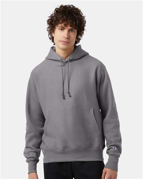 Custom Embroidered Champion Reverse Weave® Hooded Sweatshirt S101 Stone Grey