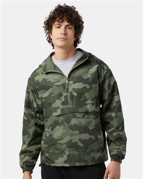 Custom Embroidered Champion Hooded Packable Quarter-Zip Jacket CO200