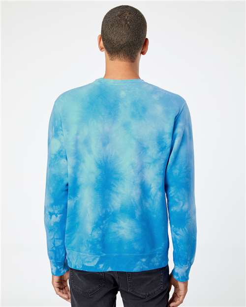 Independent Trading Co. Midweight Tie-Dyed Crewneck Sweatshirt PRM3500TD Custom Embroidered Business Logo