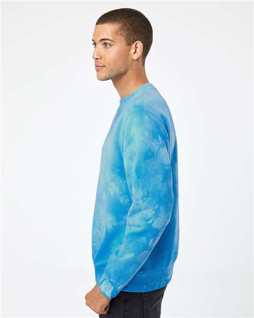 Independent Trading Co. Midweight Tie-Dyed Crewneck Sweatshirt PRM3500TD Custom Embroidered Business Logo