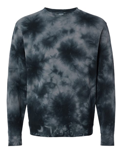 Independent Trading Co. Midweight Tie-Dyed Crewneck Sweatshirt PRM3500TD Custom Embroidered Business Logo