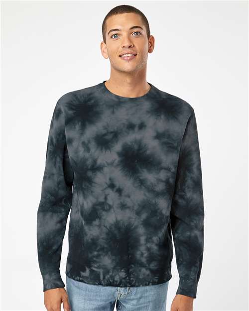 Custom Embroidered Independent Trading Co. Midweight Tie-Dyed Crewneck Sweatshirt PRM3500TD