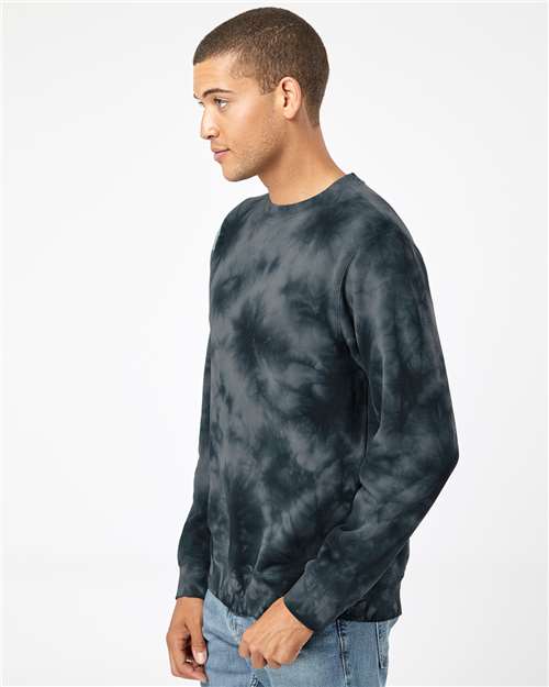 Independent Trading Co. Midweight Tie-Dyed Crewneck Sweatshirt PRM3500TD Custom Embroidered Business Logo
