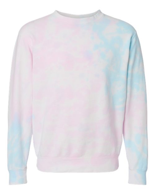 Independent Trading Co. Midweight Tie-Dyed Crewneck Sweatshirt PRM3500TD Custom Embroidered Business Logo