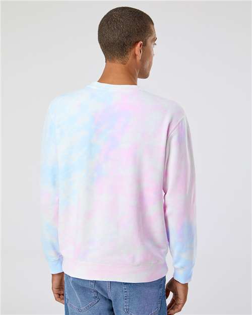 Independent Trading Co. Midweight Tie-Dyed Crewneck Sweatshirt PRM3500TD Custom Embroidered Business Logo