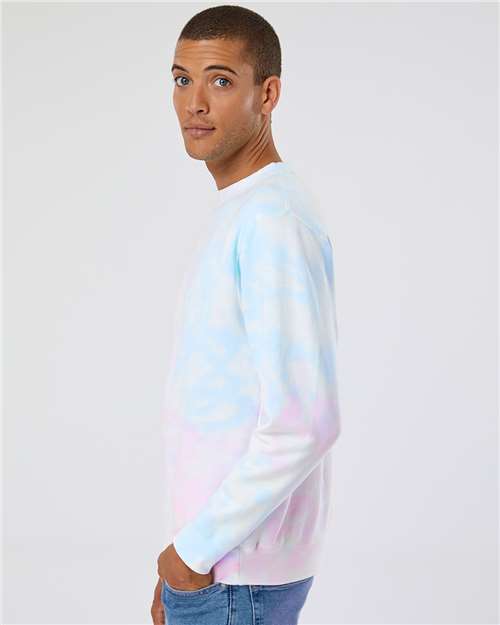 Independent Trading Co. Midweight Tie-Dyed Crewneck Sweatshirt PRM3500TD Custom Embroidered Business Logo