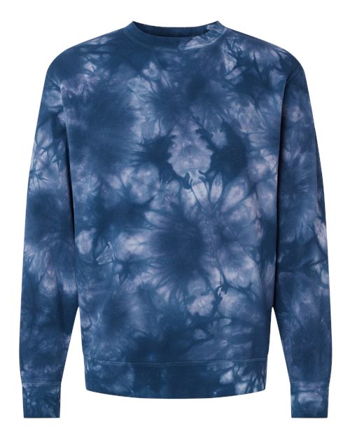 Independent Trading Co. Midweight Tie-Dyed Crewneck Sweatshirt PRM3500TD Custom Embroidered Business Logo