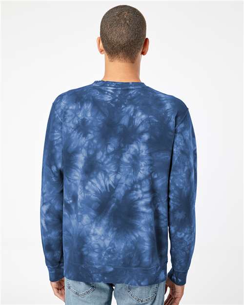 Independent Trading Co. Midweight Tie-Dyed Crewneck Sweatshirt PRM3500TD Custom Embroidered Business Logo