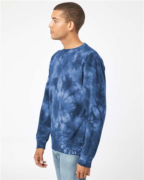 Independent Trading Co. Midweight Tie-Dyed Crewneck Sweatshirt PRM3500TD Custom Embroidered Business Logo