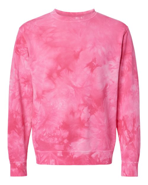 Independent Trading Co. Midweight Tie-Dyed Crewneck Sweatshirt PRM3500TD Custom Embroidered Business Logo