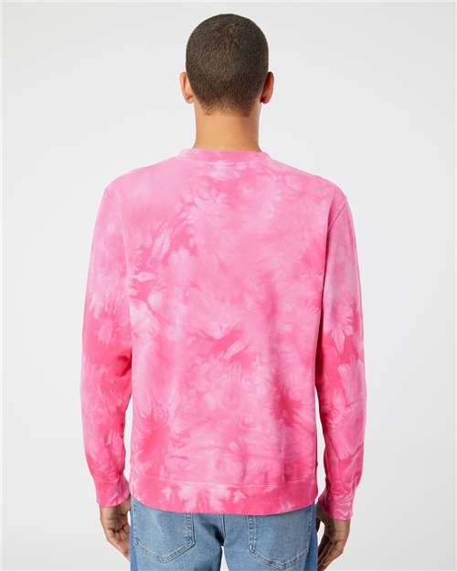 Independent Trading Co. Midweight Tie-Dyed Crewneck Sweatshirt PRM3500TD Custom Embroidered Business Logo